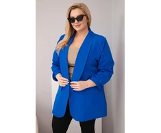 Moteriškas Plus Size švarkas, rugiagėlių mėlynos spalvos