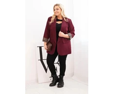 Moteriškas Plus Size švarkas su leopardo rašto pamušalu, violetinės spalvos