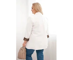 Moteriškas Plus Size švarkas su panterinės spalvos pamušalu, ekru
