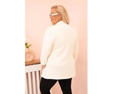 Moteriškas Plus Size švarkas su viskoze, ilgomis rankovėmis ir apykakle, ekru spalvos