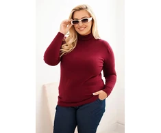 Moteriškas Plus Size viskozinis megztinis su golfu, burgundiškos spalvos