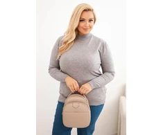 Moteriškas Plus Size viskozinis megztinis su golfu, pilkas
