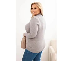 Moteriškas Plus Size viskozinis megztinis su golfu, pilkas