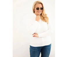 Moteriškas Plus Size viskozinis megztinis su golfu, ekru spalvos