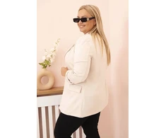 Moteriškas Plus Size viskozinis švarkas su apykakle, smėlio spalvos
