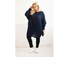 Moteriškas tamsiai mėlynas moheros pončas Plus Size