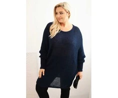 Moteriškas tamsiai mėlynas moheros pončas Plus Size