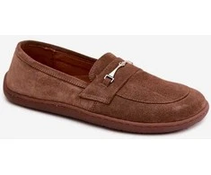 Moteriški barefoot mokasinai iš natūralios zomšos, rudi