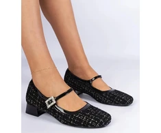 Moteriški juodi bateliai su kulnu Mersitta