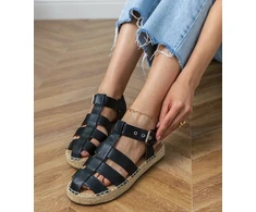 Moteriški juodi espadrilės sandalai su uždaru priekiu