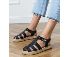 Moteriški juodi espadrilės sandalai su uždaru priekiu