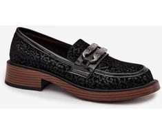 Moteriški juodi mokasinai su sagtimi