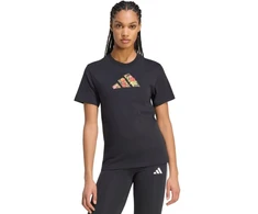 Moteriški marškinėliai adidas su gėlių logotipu, juodi