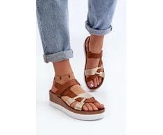 Moteriški odiniai platforminiai sandalai Brown