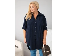 Moteriški Plus Size marškiniai iš viskozės, tamsiai mėlyni