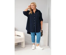 Moteriški Plus Size marškiniai iš viskozės, tamsiai mėlyni