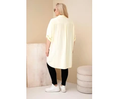 Moteriški Plus Size marškiniai su gėlių siuvinėjimu, geltoni