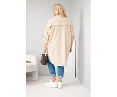 Moteriški Plus Size marškiniai su vintažinio tipo faktūra, smėlio spalvos