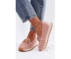Moteriški slip-on sportiniai bateliai GOE su aukso spalvos detale, rožiniai
