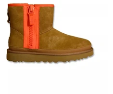 Moteriški UGG Classic Mini Zipper Tape Logo Kaštoniniai Sniego Batai - 1144034-CHE