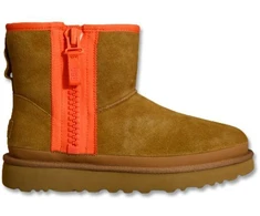Moteriški UGG Classic Mini Zipper Tape Logo Kaštoniniai Sniego Batai - 1144034-CHE