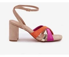 Moteriškos aukštakulnės basutės su dirželiais smėlio spalvos Karilora