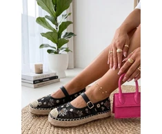 Moteriškos espadrilės Lucille su siuvinėtomis gėlėmis