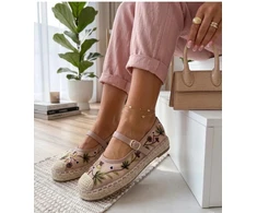 Moteriškos espadrilės su siuvinėtais gėlių motyvais