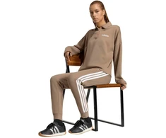 Moteriškos kelnės adidas Essentials 3-Stripes Fleece Slim, smėlio spalvos