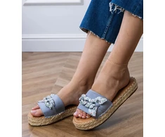 Moteriškos mėlynos espadrilės šlepetės su kaspinu