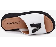 Moteriškos odinės platforminės šlepetės Vinceza 66950, baltos
