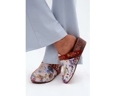 Moteriškos odinės šlepetės su koturnu Maciejka K7409-15, multicolor