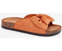 Moteriškos oranžinės šlepetės su kaspinu ir kamštiniu padu Step in Style