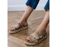 Moteriškos panterinės espadrilės šlepetės su sagtimis