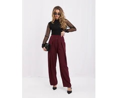 Moteriškos plačios kelnės Italy Moda, bordo