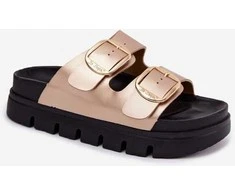 Moteriškos platforminės šlepetės Lee Cooper su aukso sagtimis