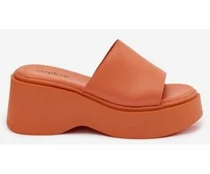 Moteriškos platforminės šlepetės oranžinės