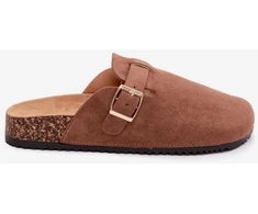 Moteriškos platforminės šlepetės su sagtimi Selio Camel
