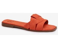 Moteriškos plokščiapadės sandalės iš ekologiško zomšo oranžinės spalvos Florane