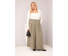 Moteriškos Plus Size chaki kelnės plačiomis klešnėmis