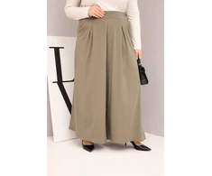 Moteriškos Plus Size chaki kelnės plačiomis klešnėmis