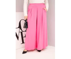 Moteriškos Plus Size kelnės plačiomis klešnėmis, šviesiai rožinės spalvos