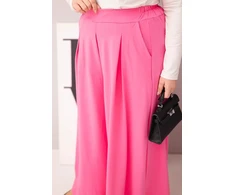 Moteriškos Plus Size kelnės plačiomis klešnėmis, šviesiai rožinės spalvos