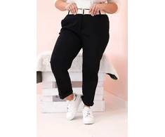 Moteriškos Plus Size kelnės su diržu, juodos spalvos