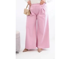 Moteriškos Plus Size plačios kelnės su klostėmis, šviesiai violetinės spalvos