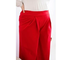 Moteriškos Plus Size plačios kelnės su klostėmis, raudonos spalvos