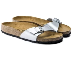 Moteriškos šlepetės Birkenstock Madrid Birko-Flor, sidabro spalvos