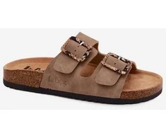 Moteriškos šlepetės iš eko zomšos Lee Cooper, chaki