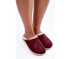 Moteriškos šlepetės su kailio imitacijos apvadu Inblu, bordo spalvos