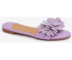 Moteriškos šlepetės violetinės dekoruotos